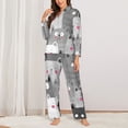 thumbnail image 3 of Wukai Cats Group Print Women's Pajama Set - Soft Long Sleeve Sleepwear for Comfort and Style-, 3 of 9
