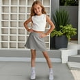thumbnail image 3 of Girls Golf Skirt, Athletic Tennis Skirts with Shorts Solid Color High Waisted Skorts for Workout Light Skirt Gray 4Y, 3 of 9