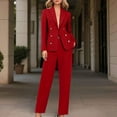 thumbnail image 2 of Breezora Women's Long Sleeve Cardigan and Pants Suit Set Office Work Professional Outfit Elegant Two Piece Business Casual Wear XL Size Red, 2 of 8