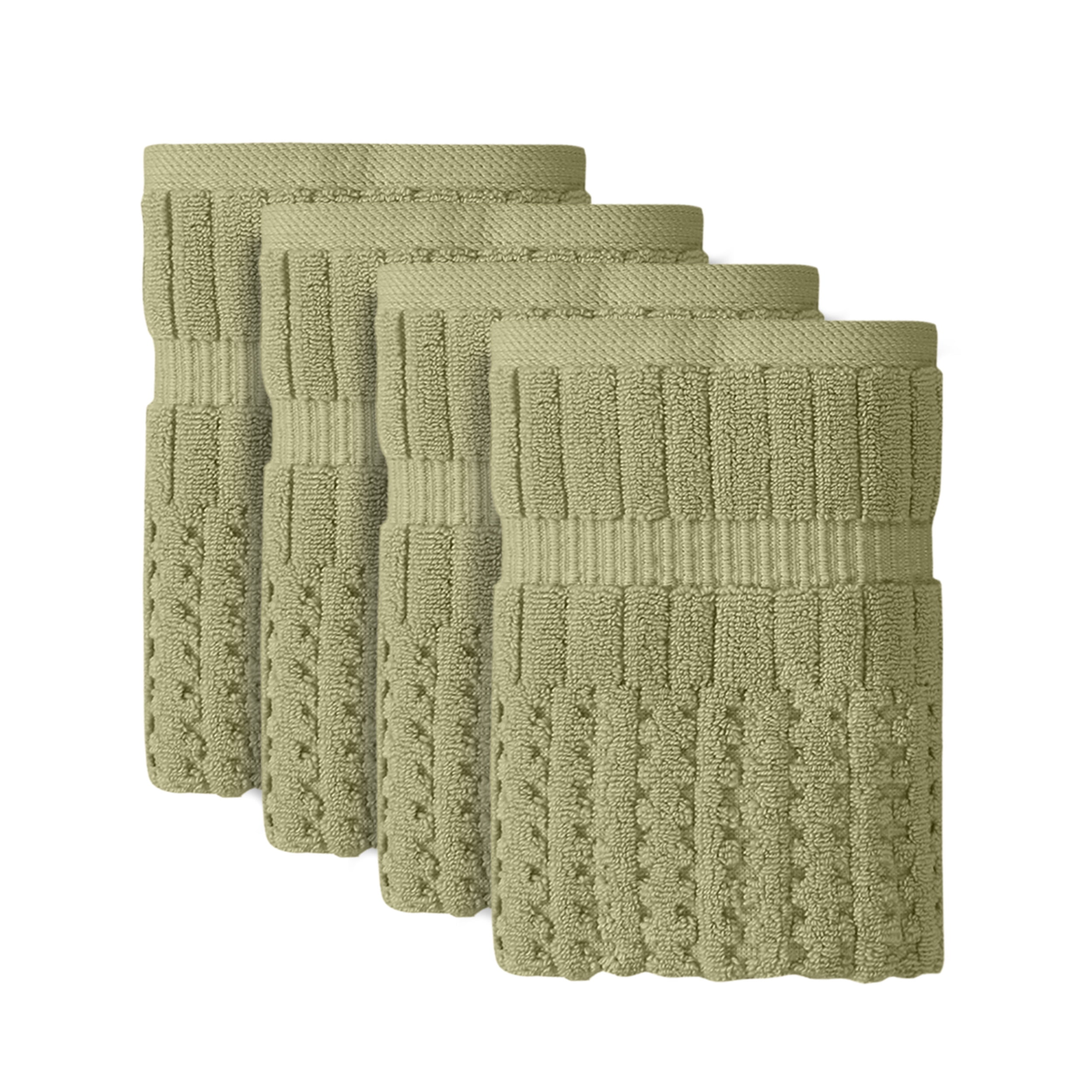 Home Weavers Willow Collection Hand Towels Set of 4 | 100% Cotton Zero Twist | 630 GSM Thick Plush | Soft, Highly Absorbent & Quick Dry | Hotel Quality Luxury Hand Towels | 16x24 Inch | Green