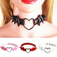 thumbnail image 2 of Lifetechs Nightclub Cosplay Heart Bat Wing Collar Necklace Punk Rock Gothic Faux Leather Circle Collar Choker Necklace Body Accessories, 2 of 8