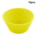 thumbnail image 1 of Paquete de 10 moldes de silicona para magdalenas, moldes para magdalenas, reutilizables, redondos, molde para hornear antiadherente, amarillo, 1 of 4