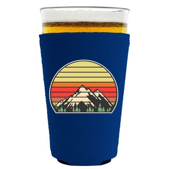 Retro Mountains Pint Glass Coolie (Royal Blue)