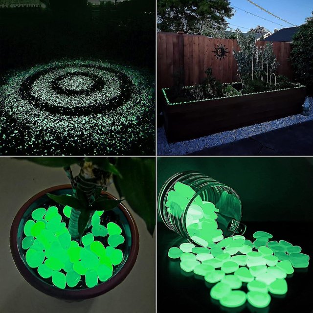 500 rocas que brillan en la oscuridad para exteriores, rocas brillantes para paisajismo, caminos, peceras (hy)