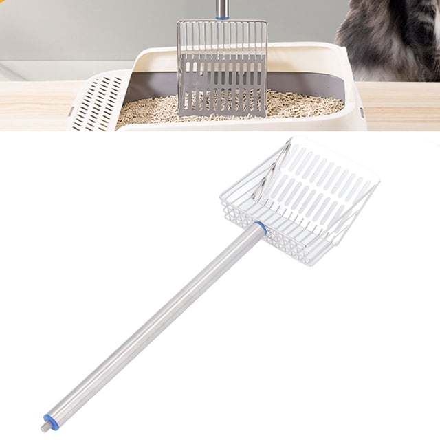 Metal Cat Litter Scoop, Long Handle Design, Rustproof and Sturdy, Efficient Particle Separation, Versatile Cleaning Tool for Pet Feces, Made with 304 Stainless Steel, Hygienic
