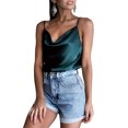 thumbnail image 3 of LUXUR Débardeur Femme Sans Manches Dos Nu Ajustable Col Drapé T-Shirts Cyan TTG, 3 of 4