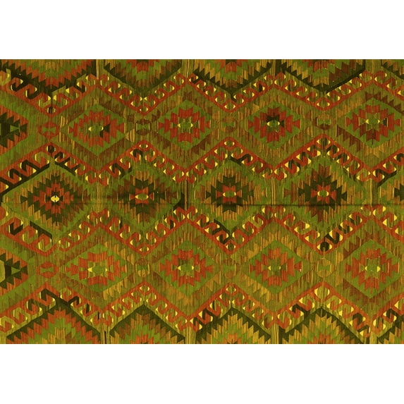 Ahgly Company Machine Washable Indoor Rectangle Southwestern Yellow Country Area Rugs, 2' x 3'