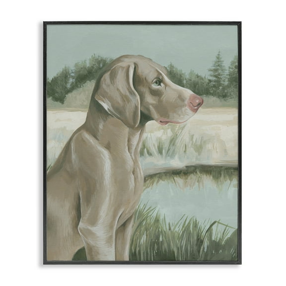 Stupell Industries Labrador Lake Landscape Animals & Insects Painting Black Framed Art Print Wall Art, 11 x 14