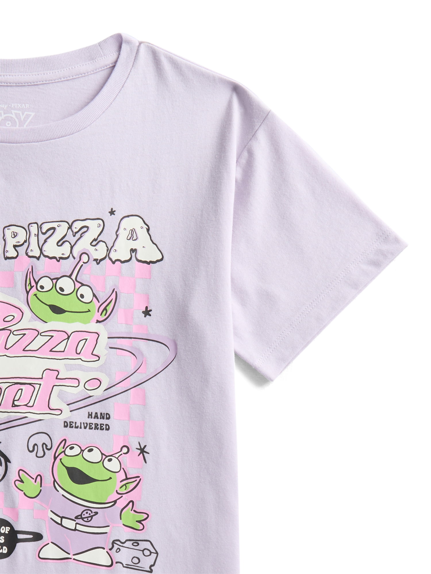Toy Story Girls Take Me To Your Pizza Graphic T-Shirt with Short Sleeves, Sizes 4-16