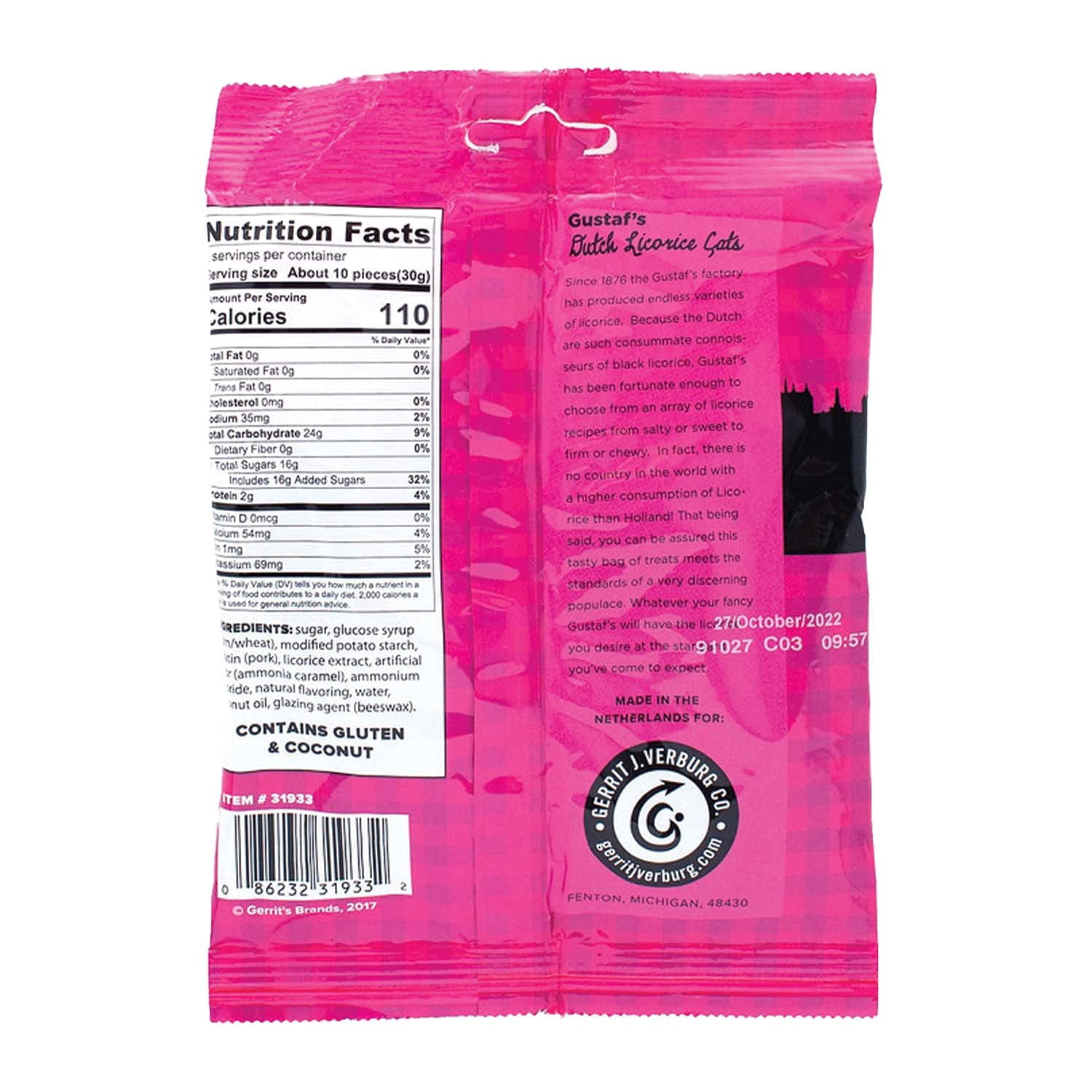 Gustaf's Dutch Licorice Cats, 5.29 Ounce Bags ( Pack Of 6)