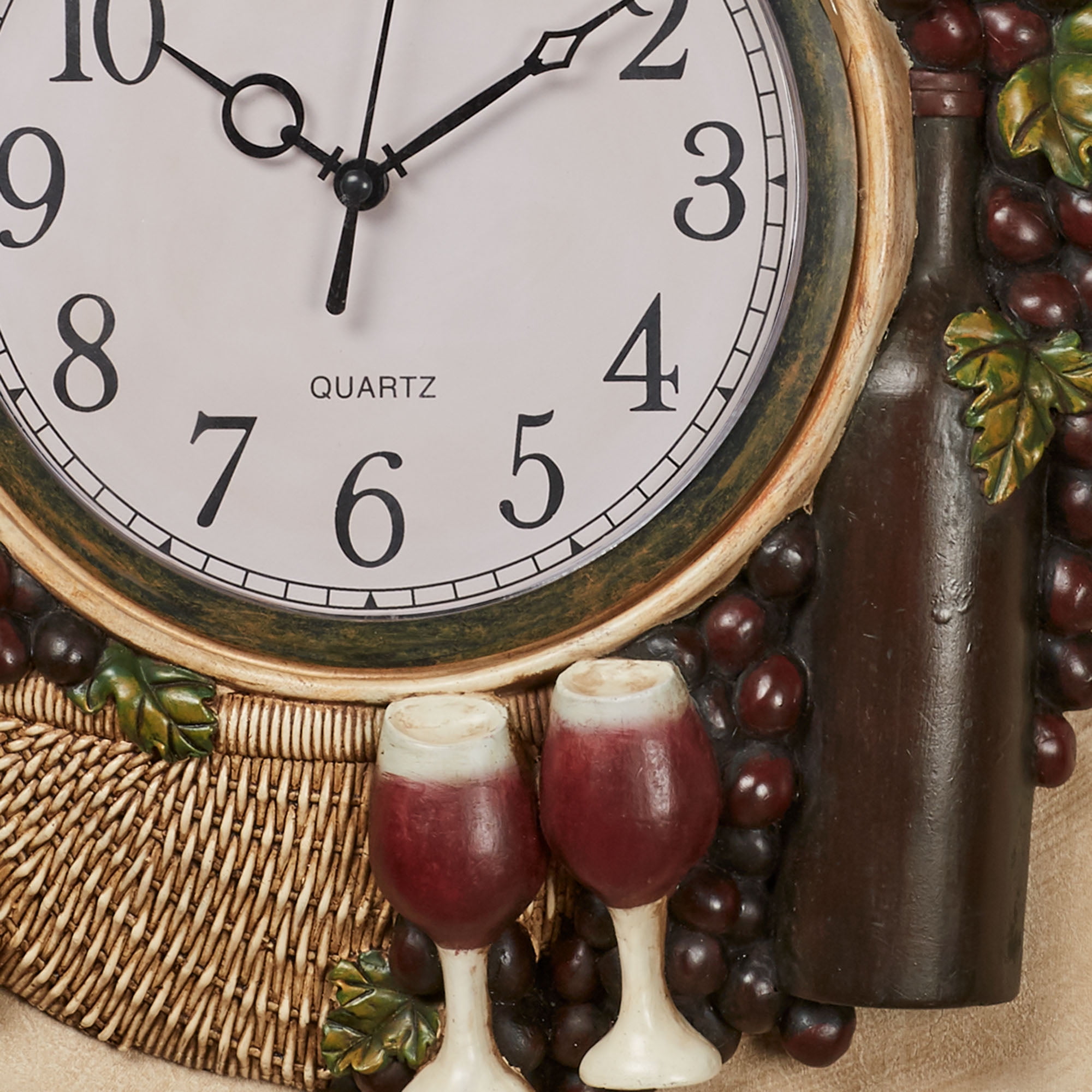 Wine Picnic Vineyard Grapes Kitchen Dining Wall Clock Multi Earth 13.5"Wx2"Dx14.5"H