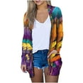 thumbnail image 2 of Cavosen Mardi Gras Open Front Cardigan for Women with Pocket Duster Graphic Print Holiday Cardigan Long Sleeve Lightweight Festival Sweaters Slouchy Summer Beach Outwear XL, 2 of 6