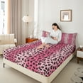 thumbnail image 4 of Castle Fairy Cheetah Print Girl 3pcs Twin Sheet Sets,Black Pink Twin Fitted Sheet,Abstract Gradient Breathable Flat Sheet,Super Cozy Room Decor, 4 of 7