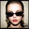 thumbnail image 3 of SA106 Womens Narrow Thin Cat Eye Plastic Gothic Retro Sunglasses / Black Frame - Black Lens, 3 of 8