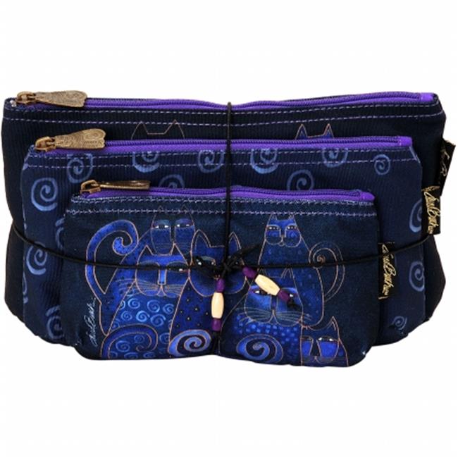Laurel Burch LB5332 Cosmetic Bag Set Of ThreeIndigo Cats