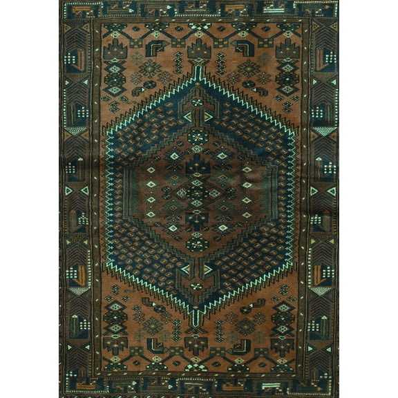 Ahgly Company Machine Washable Indoor Rectangle Persian Turquoise Blue Traditional Area Rugs, 5' x 7'
