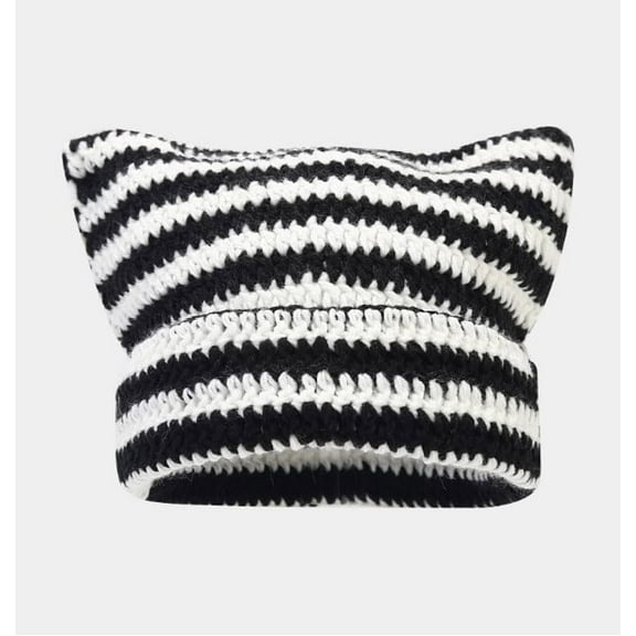 Women’s Striped Cat Ear Knitted Beanie
