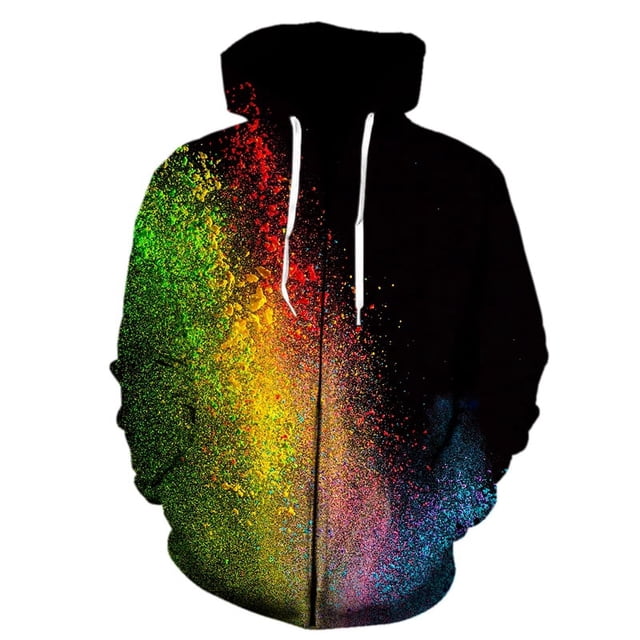 Sudadera con capucha de humo colorido para hombre y mujer, ropa Harajuku con cremallera 3D, sudadera con capucha, estampado colorido de calle, tendencia Hip Hop, talla 4xl, talla grande