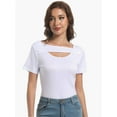 thumbnail image 6 of Womens Summer Short Sleeve T Shirts Slim Fit One Piece Cutout Scoop Neck Going Out Date Night Tops, 6 of 6