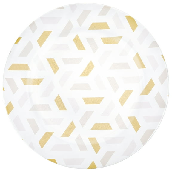 Koyal Wholesale Modern Geometric Acrylic Charger Plates for Weddings Birthdays Quinceaneras Bridal Shower Events, 4-Pack