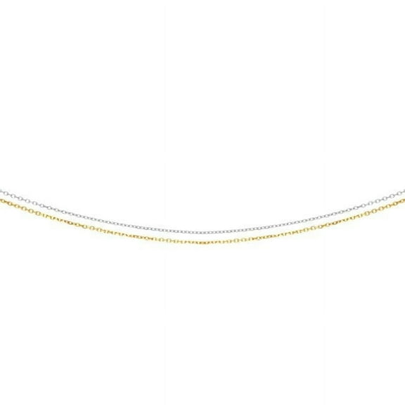 18 in. 14K Two Tone Gold Multi Row Cable Chain with Lobster Clasp