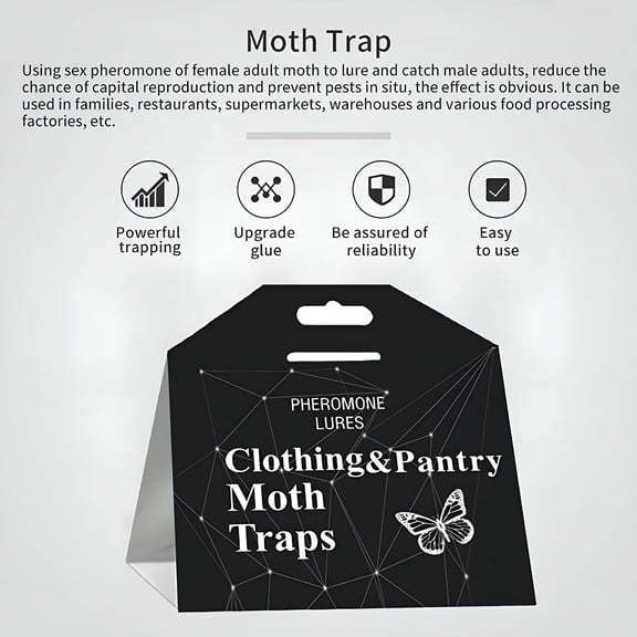 QARUN Moth Traps 5 Pack,Double Strength Pheromone Attractant for Clothes & Pantry Moths,Sticky Odorless Glue Traps,Indoor Moth Killer for Closets,Kitchen,Drawers