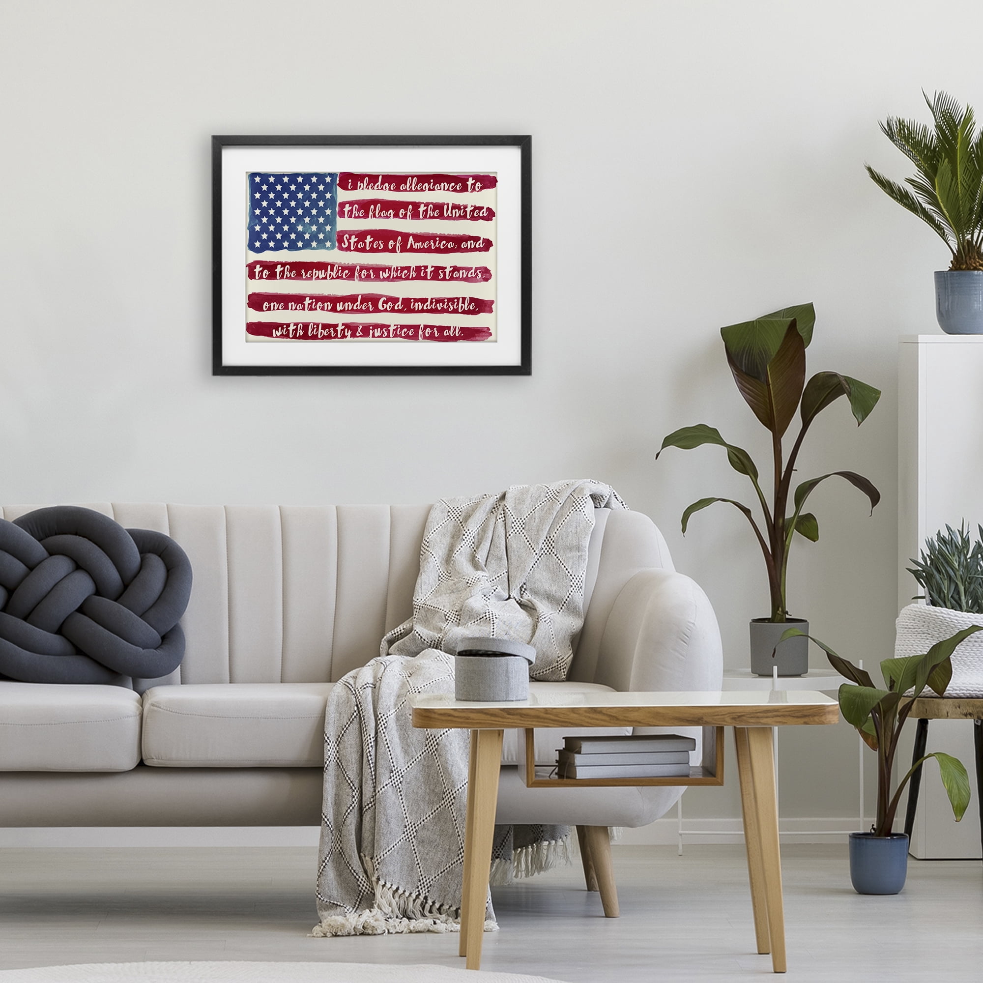 Stupell Industries Pledge Of Allegiance Flag Stripes Black Framed Print Under Glass, design by Sophie 6