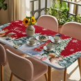 thumbnail image 3 of Red Snowman Christmas Table Cloths for 4 Foot Rectangle Tables, Xmas Tree Snowflake Gifts Patio Waterproof Elastic Fitted Tablecloths, Washable Rectangular Table Cover for Camping, 3 of 8