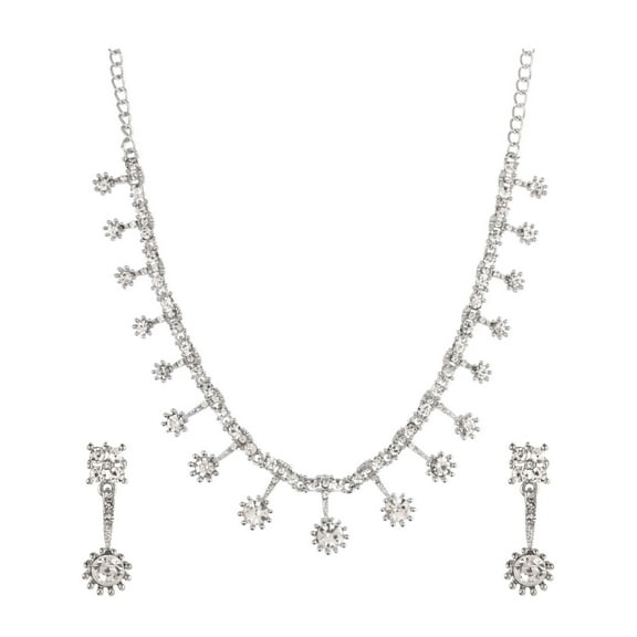 Efulgenz Austrian Necklace Set for Women Crystal Rhinestone Choker Necklace Dangle Earrings Bridal Wedding Indian Jewelry Set