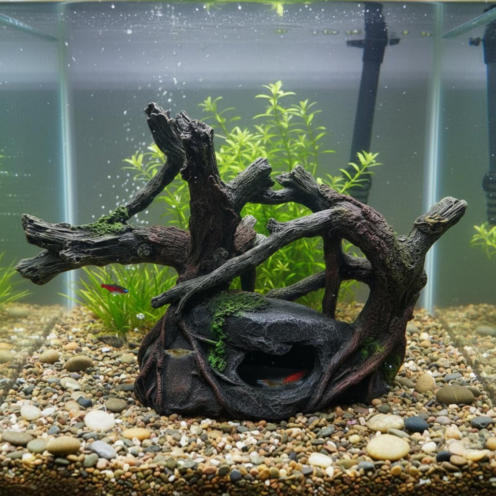 EHJRE Artificial Terrarium Cave Resin Tree Trunk Hideout Realistic Texture for Naturalistic Habitat for Geckos Skinks and Small Snakes