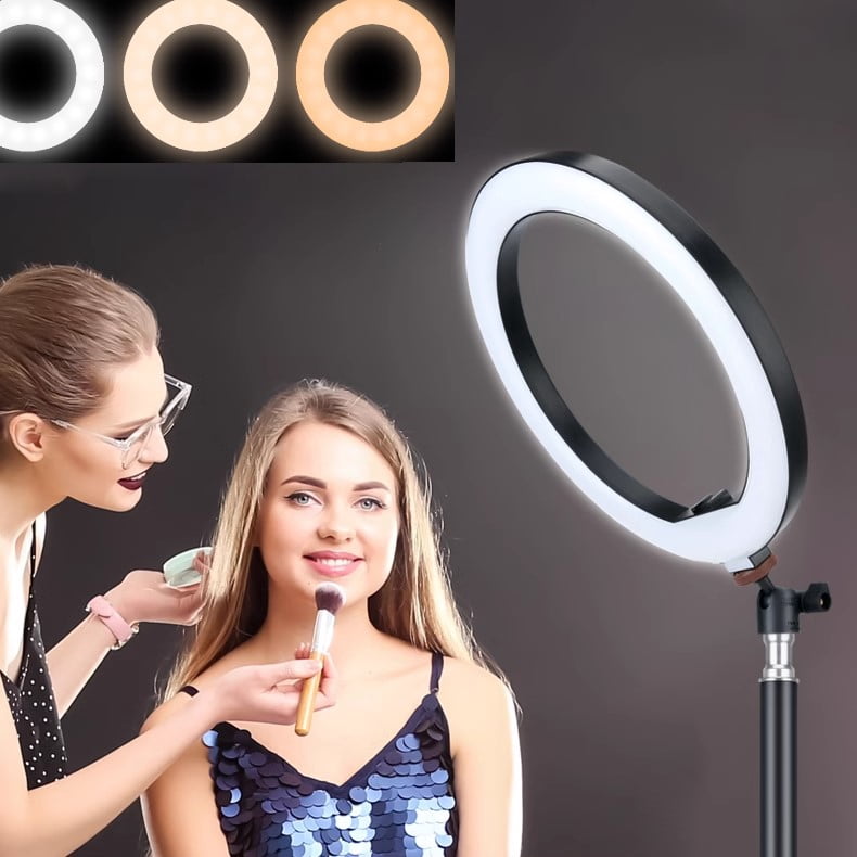 LINCO Overhead Phone Mount Dimmable 10" Ring Light Stand Boom Arm for Video Photo