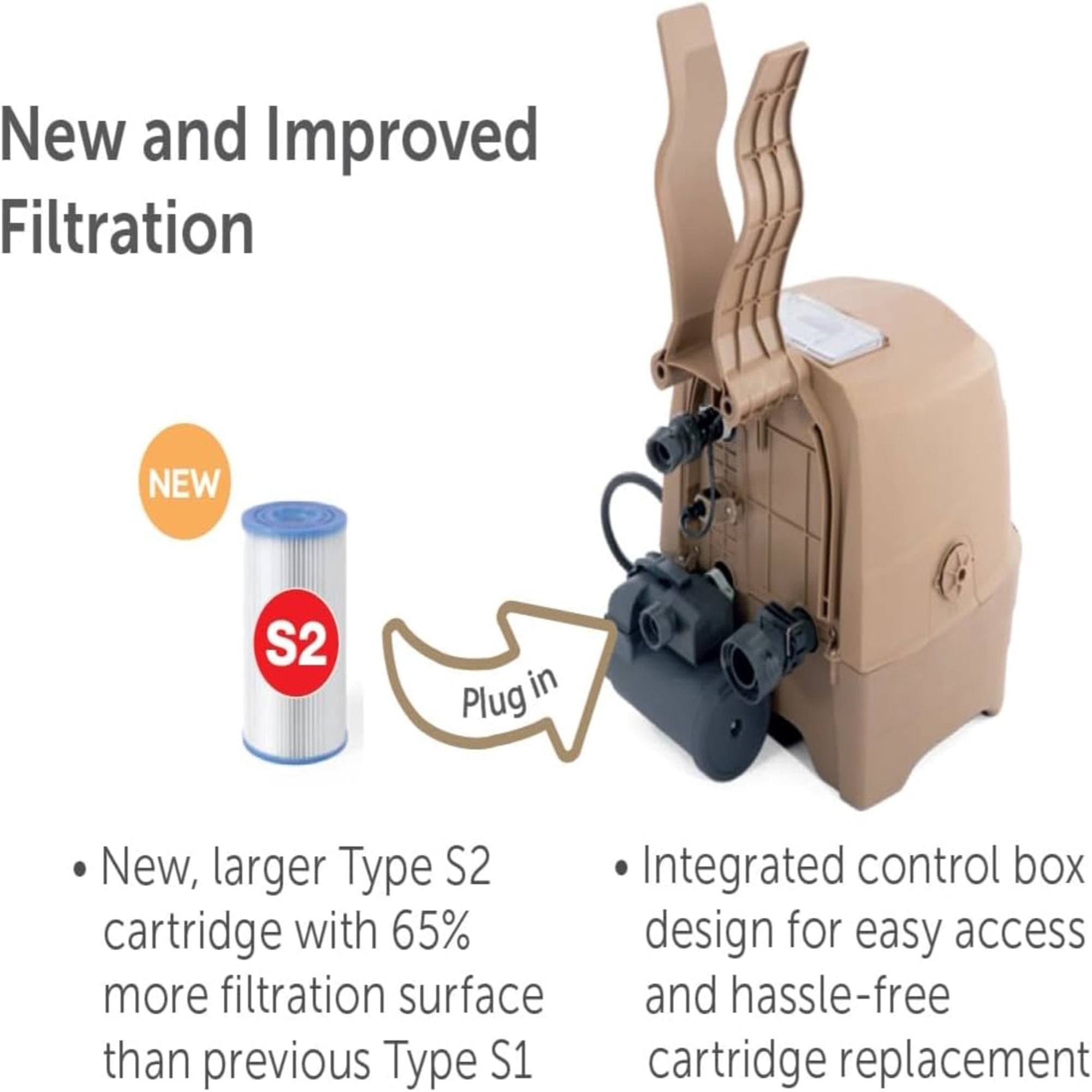 Intex: PureSpa: Sahara Tan Inflatable Hot Tub Set - 4 Person - 77" Round Outdoor Heated Bubble Spa, Jet Massage, Cover, Hard Water Treatment System