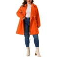 thumbnail image 2 of Agnes Orinda Women's Plus Size Winter Coats Double Breasted Peacoat Outerwear Jackets 2X Orange, 2 of 6