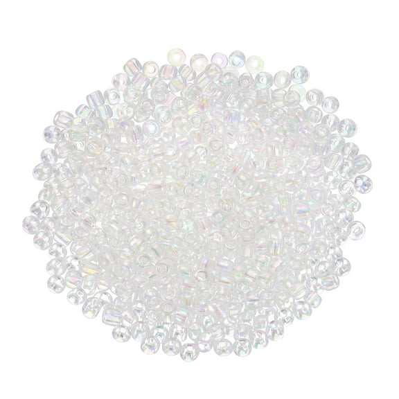1600Pcs Glass Seed Beads, 4mm 6/0 Loose Mini Beads with Hole, Bulk Craft Spacer for Jewelry Making, Clear AB