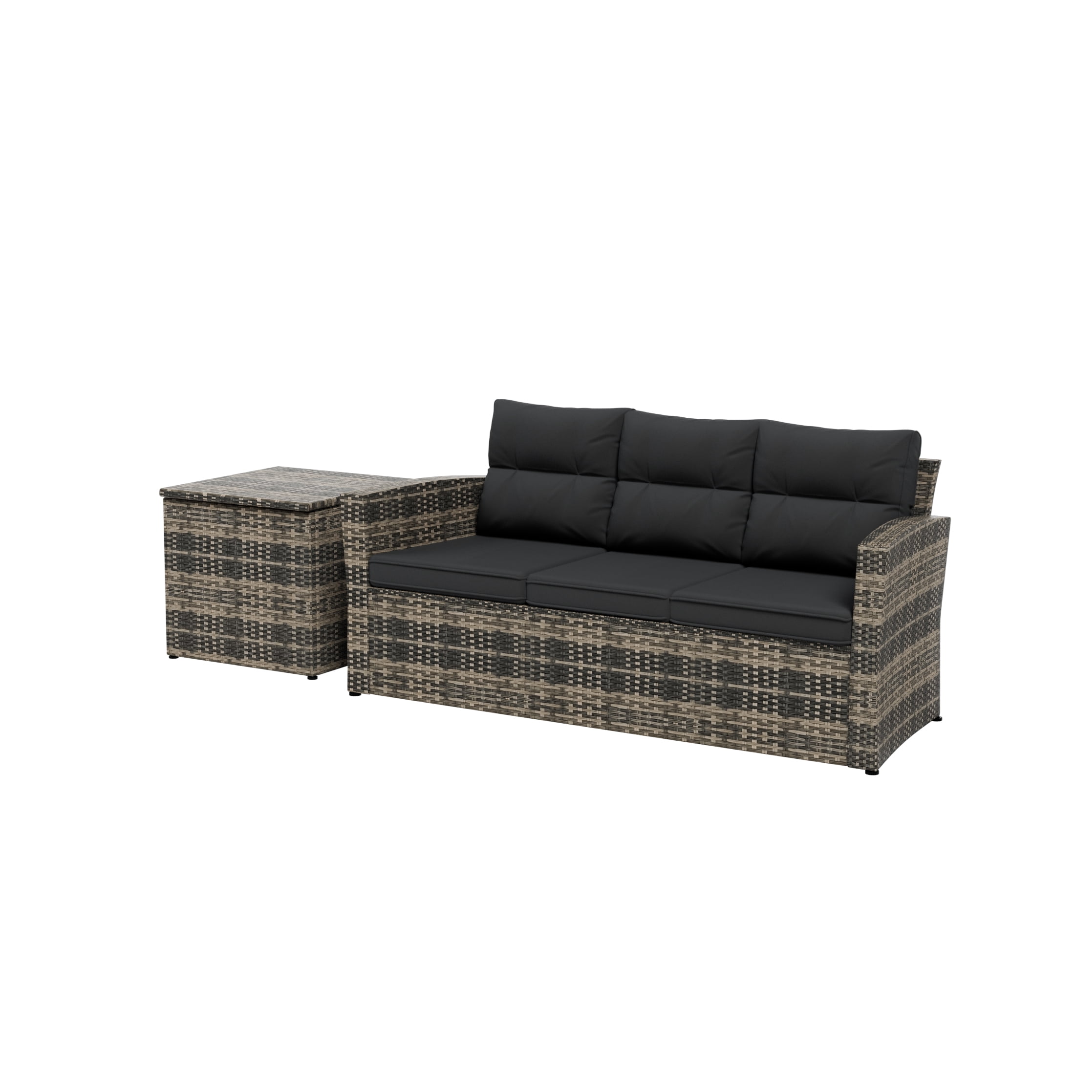 Westin Outdoor 2-Pieces Patio Sofa with Side Table Included Conversation Set PE Rattan Wicker Furniture, Brown/Gray