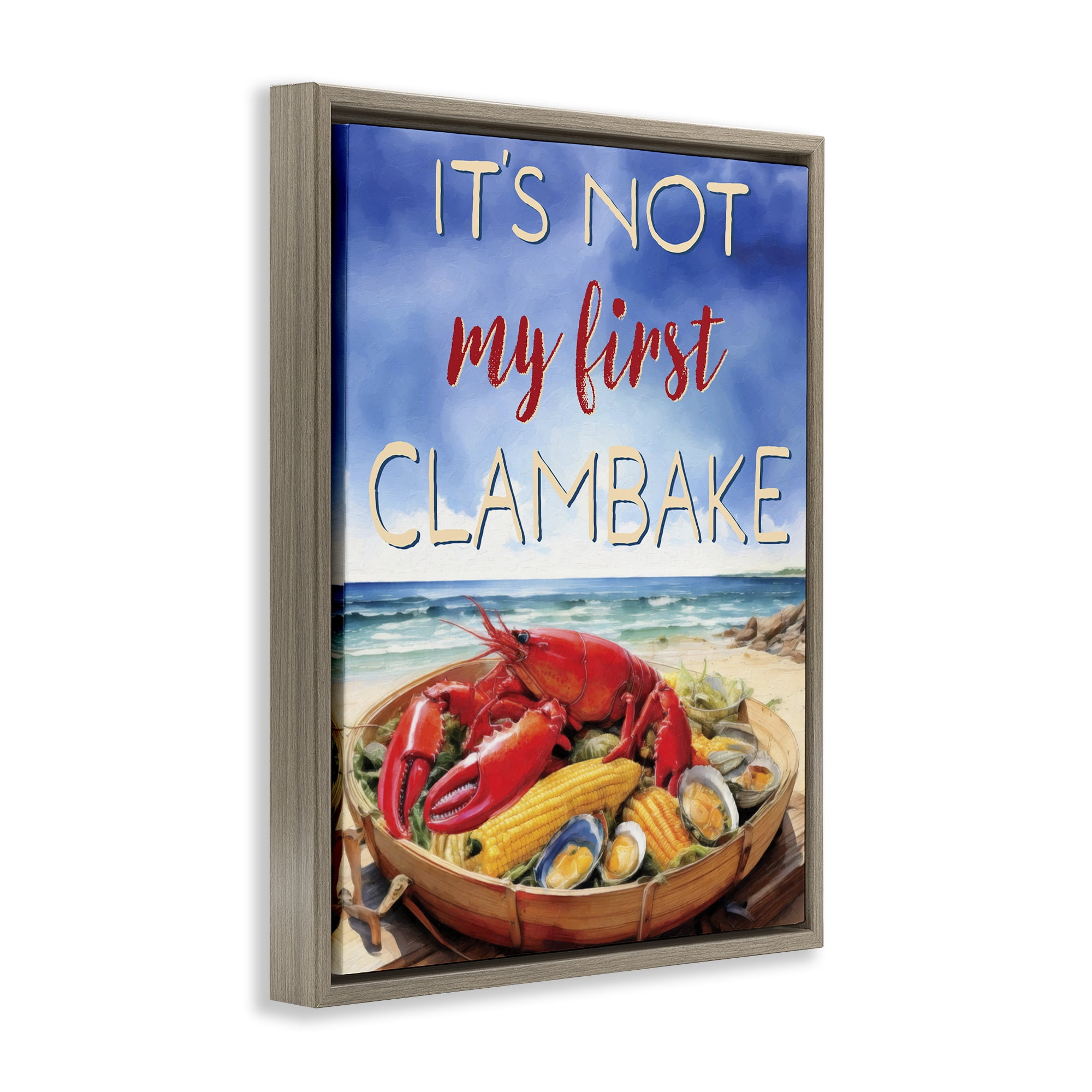 Stupell Industries Not My First Clambake Brown Framed Floater Canvas Wall Art, design by Grotto Studios