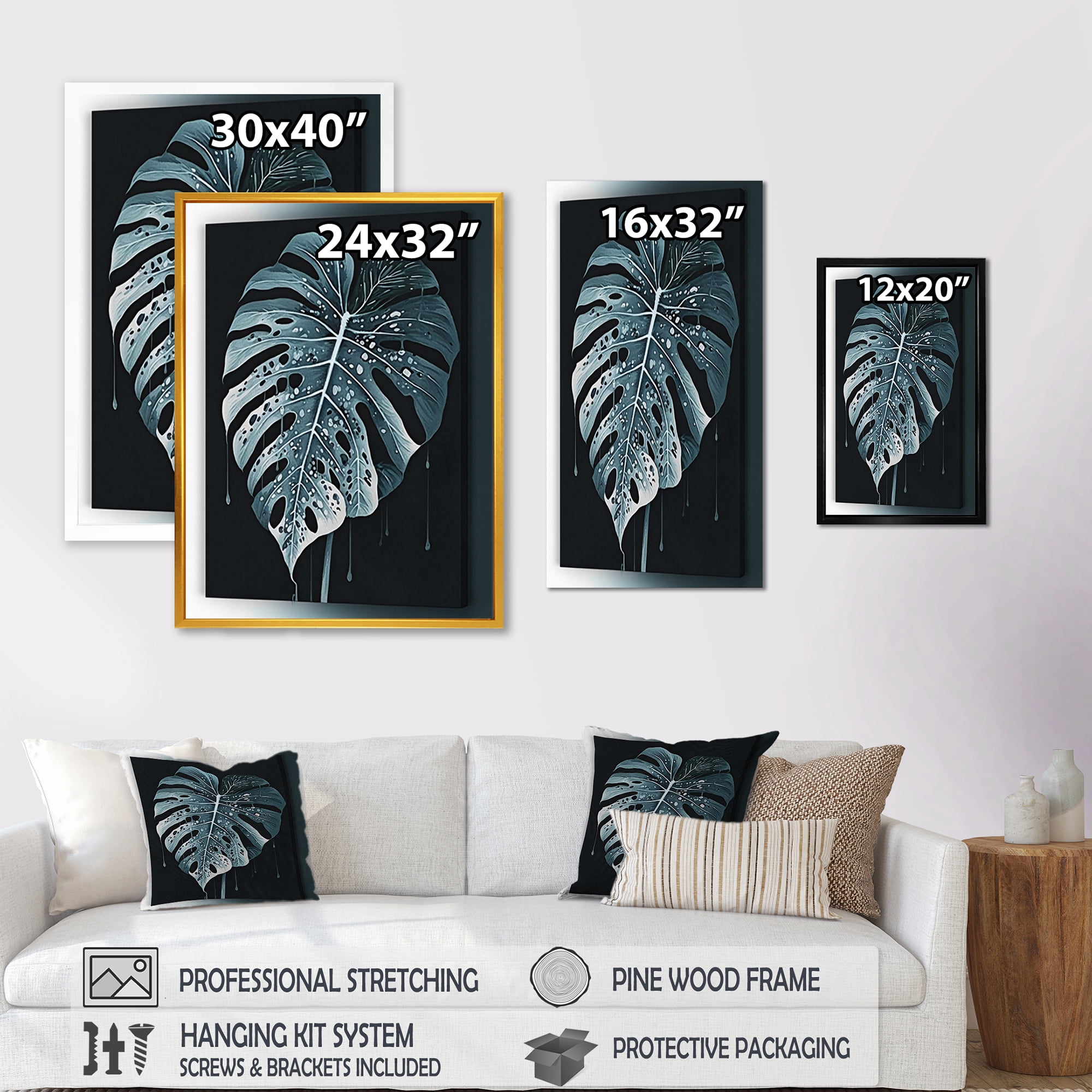 Designart Philodendron Leaf II Canvas Wall Art