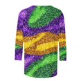 thumbnail image 5 of Penkiiy T-shirt Blouse à Manches 3/4 pour Femme, Mode Mardi Gras, Imprimé, Décontracté, Col Rond, S Multicolore, 5 of 5