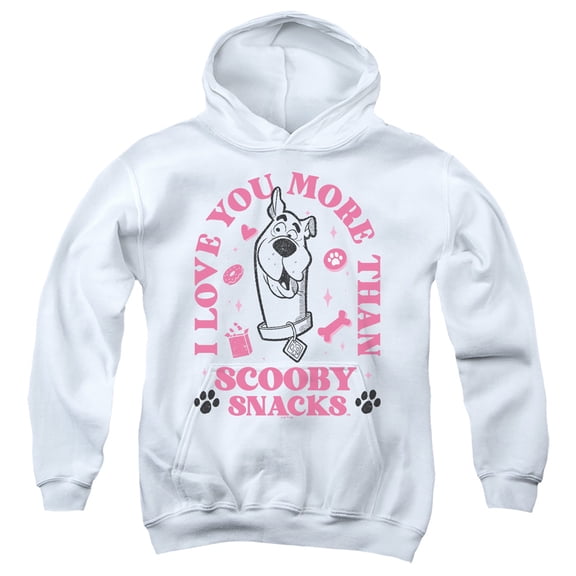 Scooby Doo Scooby Snacks Valentine Youth Kids Boy/Girls Pull-Over Hoodie, White, Small