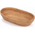 thumbnail image 1 of Hand-woven Basket Bowls, Wicker Oval Fruit Bowl, Serving Bread basket Set, Rattan Tray for Bread, Snack, Vegetable, Brown (10"), 1 of 4