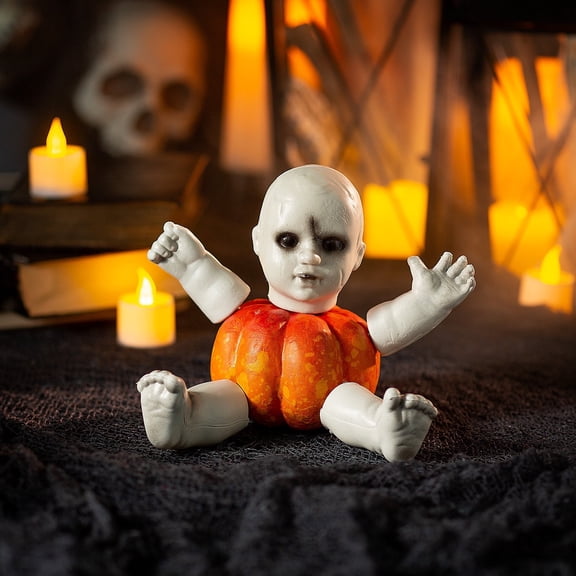 Fun Express Spooky Doll Pumpkin Poke-Ins Halloween Decoration - 5 Pieces