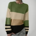 thumbnail image 2 of larppty Womens Sweaters Striped Fall Winter Outfits 2025 Crewneck Color Block Pullover Fashion Clothes (Green, 4XL), 2 of 5