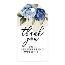 Koyal Wholesale Thank You For Celebrating With Us Favor Tags Icy Blue Roses Cardstock Gift Tags with Bakers 100-Pk