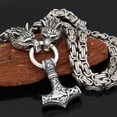 thumbnail image 2 of Collar con colgante de cabeza de lobo vikingo de acero inoxidable para hombre - Cadena de dragón, 2 of 3