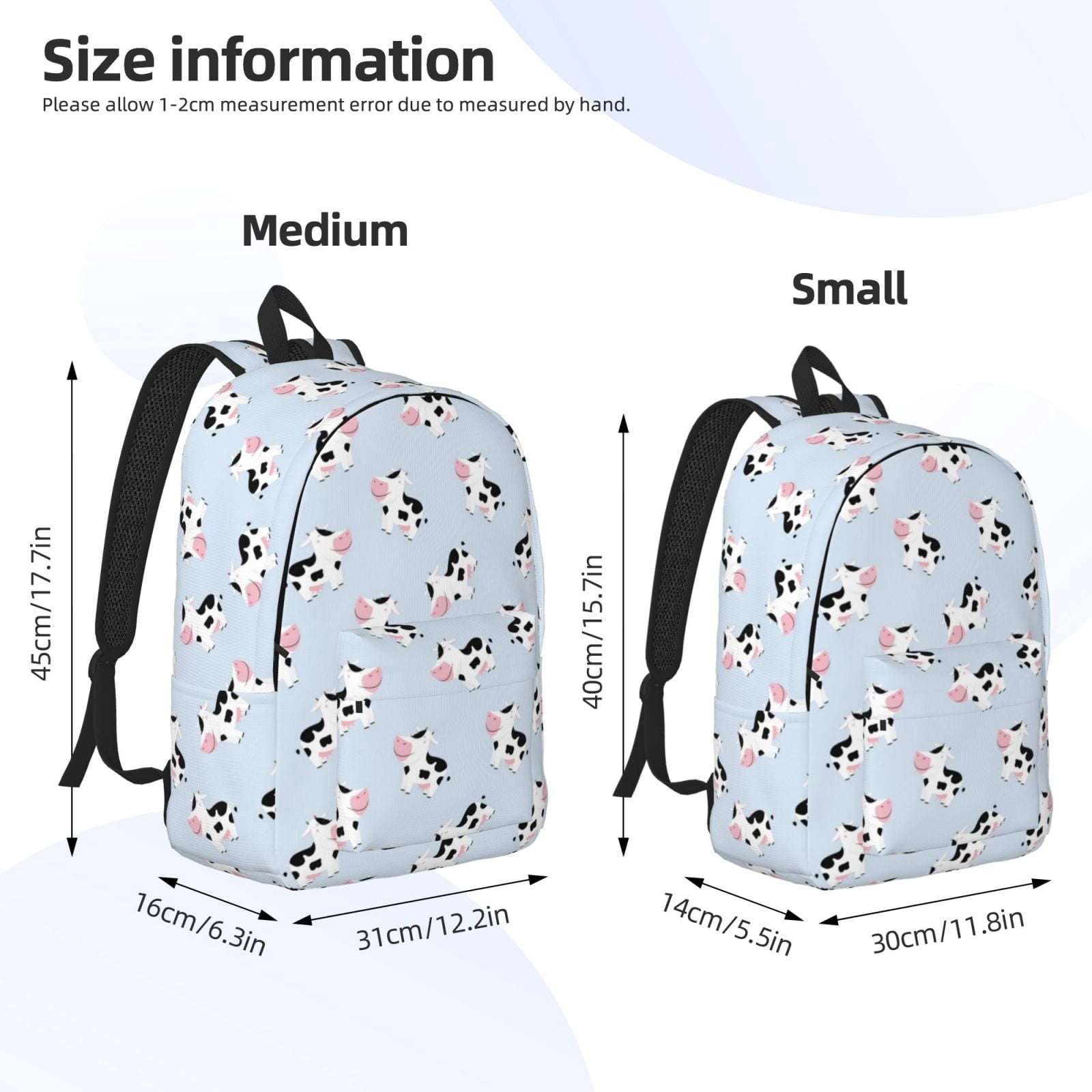 Kuqiui Cute Farm Cow Print Canvas Travel Laptop Backpack for Men Women,Business Work Rucksack College School Computer Bag Fits 15.6 Inch Notebook