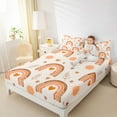 thumbnail image 4 of jejeloiu Cute Boho Rainbow Twin Sheet Sets,Cartoon Loves Pattern Twin Fitted Sheet,Orange Beige Flat Sheet For Girls Kids,Ultra Soft Home Decor,3pcs, 4 of 7