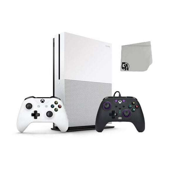 Pre-Owned Microsoft Xbox One S 500GB Gaming Console White with Purple Hex Controller Included BOLT AXTION Bundle