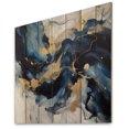thumbnail image 2 of Designart "Strokes in Dark Blue and Gold XII" Fractals Print on Natural Pine Wood, 2 of 5
