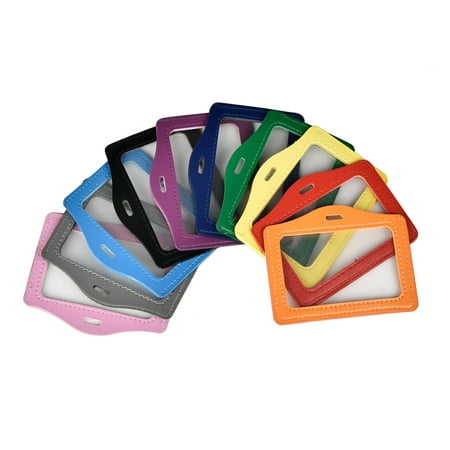 - CUH Name Tag ID Badge Card Holder Credit Badge ID Name Card Faux Leather Horizontal Office Business