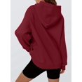 thumbnail image 5 of Womens Oversized Hoodies Comfy Sweatshirts Fall Fashion Outfits Casual Tops Fleece Clothes Wine Red M, 5 of 6